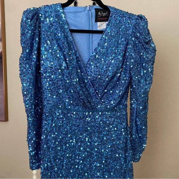 Mac Duggal blue sequin gown dress size‎ 2new without tags - Picture 4 of 16
